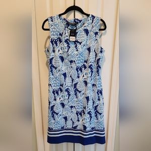 Barbara Erickson blue pineapple tropical dress size large